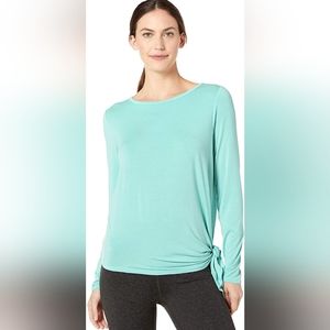 Prana Teal blue long sleeve Olson top with side tie Size XL Casual Lightweigh